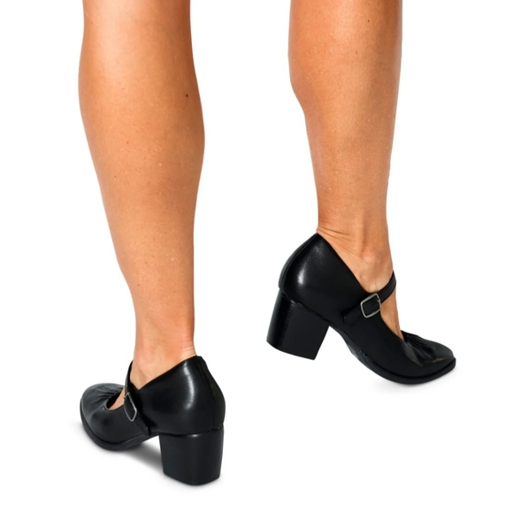 Aetrex Mary Jane Pumps 8.5 Black Leather Sara Comfort Retro Arch Support New$150